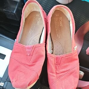 TOMS Pink Canvas Slip-Ons